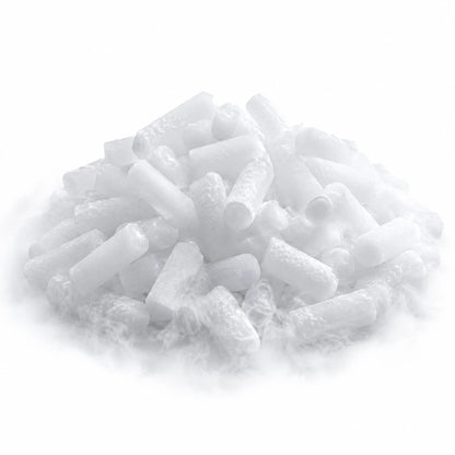 a bed of dry ice pellets