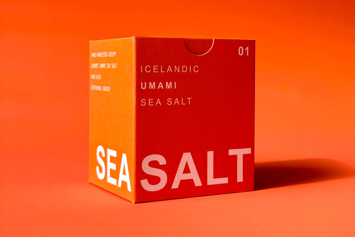 An orange box of Icelandic sea salt
