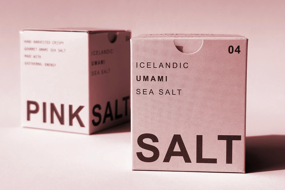 Two boxes of Icelandic pink sea salt