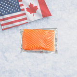 Wild king salmon portion on ice