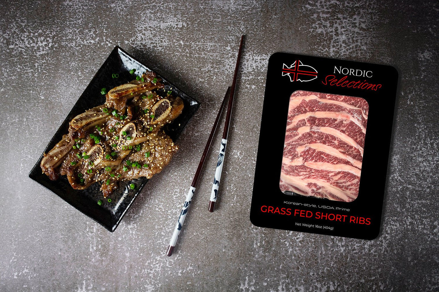 Natural Prime Grass Fed Plate Short Ribs (Korean Style) (16oz portion) - Nordic Catch